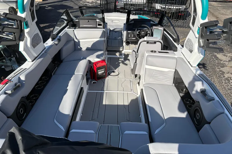 Slide: The Image of 2026 Supra SL 450 boat interior with spacious seating and modern design. - 18