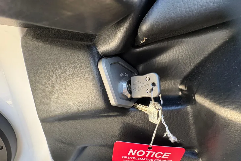 Slide: The Image of Key inserted in ignition of 2026 Supra SL 450 with GPS notice tag. - 42