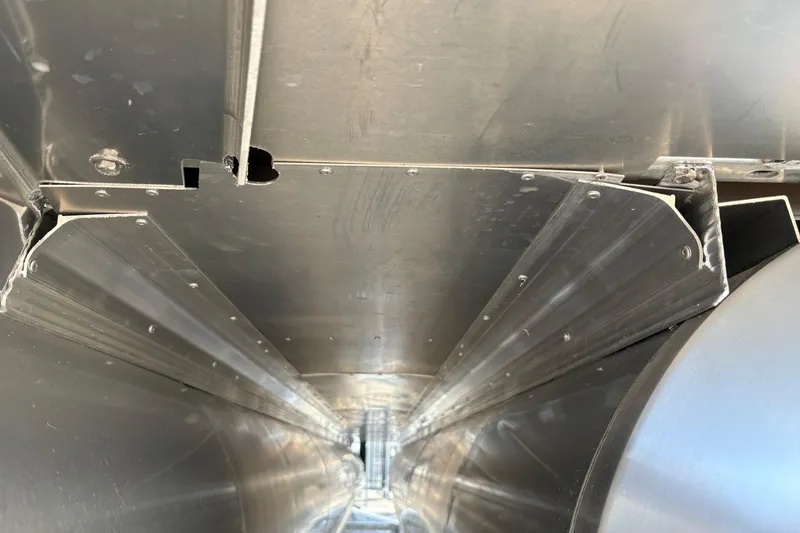 Slide: The Image of Interior view of Avalon Exalibur LTD 27 Elite Winshield, showcasing metal structure, 2026 model. - 10