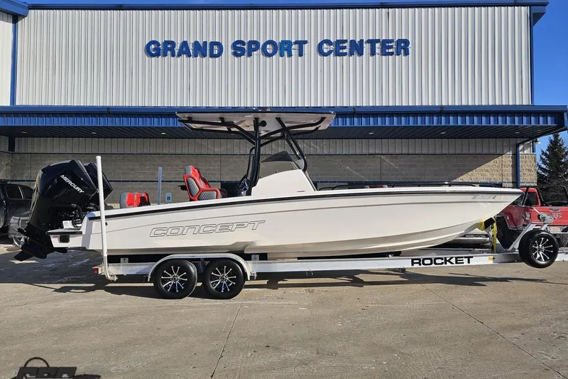 The Image of 2025 Concept 27' CC boat on trailer at Grand Sport Center. - 1