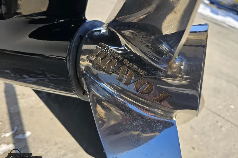 Slide: The Image of Close-up of Mercury Marine Bravo I propeller on 2025 Concept 27' CC boat. - 38
