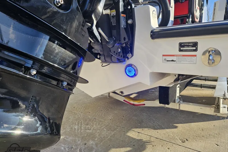 Slide: The Image of 2025 Concept 27' CC boat stern with engine and blue LED light. - 40