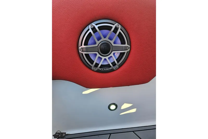 Slide: The Image of Speaker on red panel in 2025 Concept 27' CC boat interior. - 61