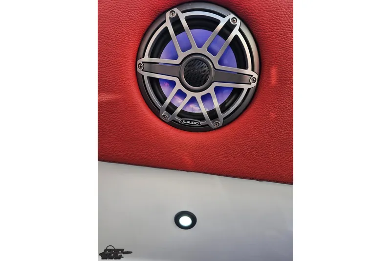 Slide: The Image of Red leather interior with JL Audio speaker in 2025 Concept 27' CC. - 65