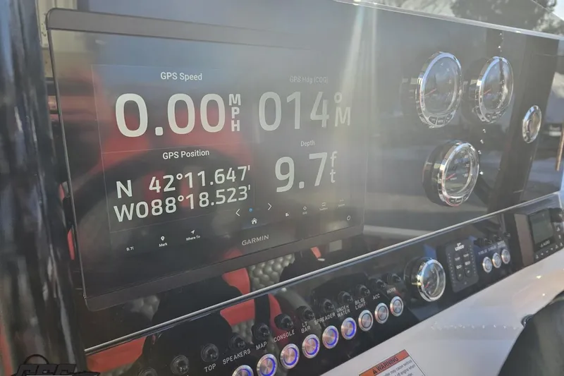 Slide: The Image of Dashboard of 2025 Concept 27' CC boat with GPS and depth display. - 75