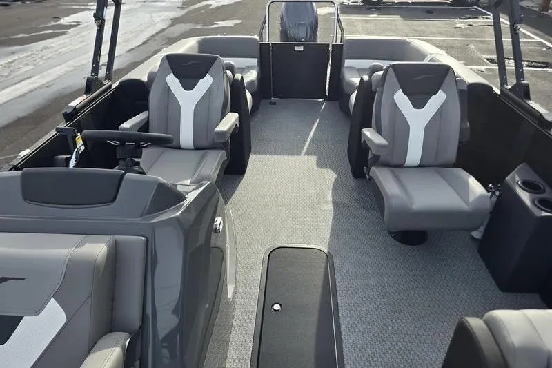 Slide: The Image of 2026 Evotti 521QL boat interior with modern seating and sleek design. - 6