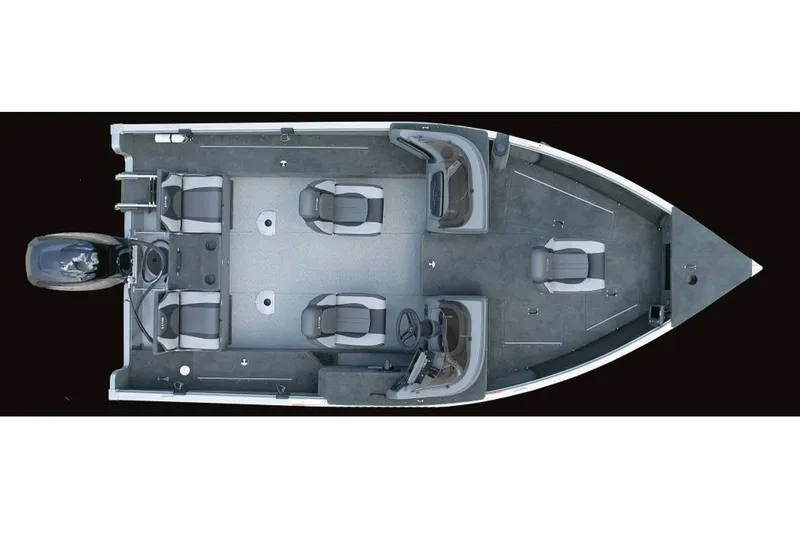 Slide: The Image of Manufacturer Provided Image: Top view of a 2016 Lund 1775 Impact SS fishing boat with seating and motor. - 21