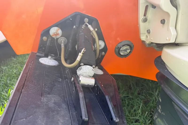 Slide: The Image of Close-up of 2006 Renegade 32 Cuddy boat's engine components and wiring. - 56