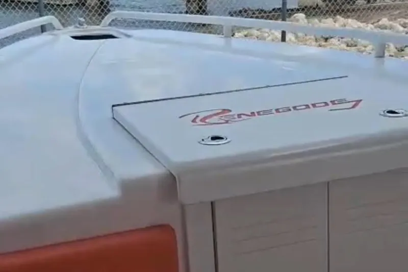 Slide: The Image of Speakers on a 2006 Renegade 32 Cuddy boat, mounted under the canopy. - 8