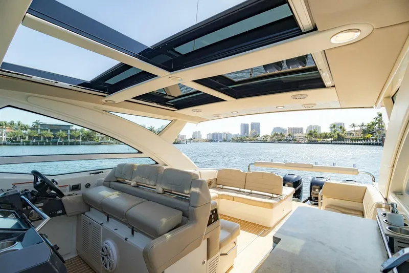 Slide: The Image of Luxurious interior of 2018 Formula 430 Super Sport Crossover yacht with waterfront view. - 22