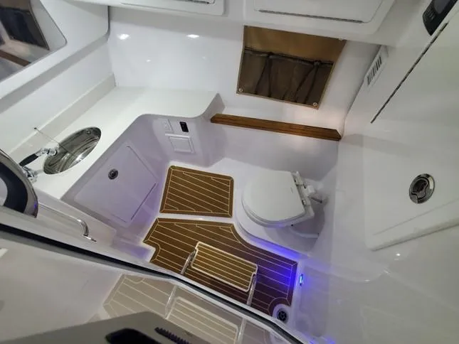 Slide: The Image of Interior of 2021 Southport 33 DC with toilet and sink. - 12