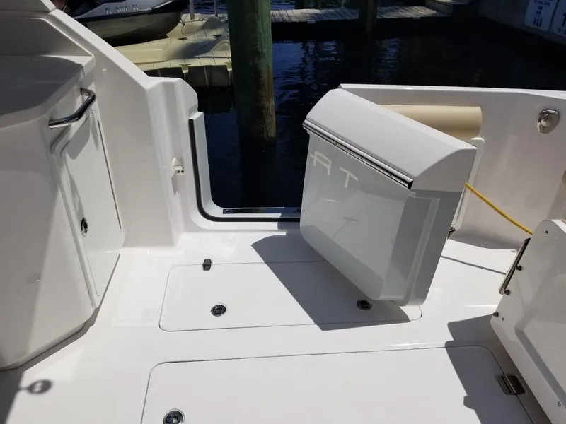 Slide: The Image of Interior of a 2021 Southport 33 DC boat at the dock. - 24