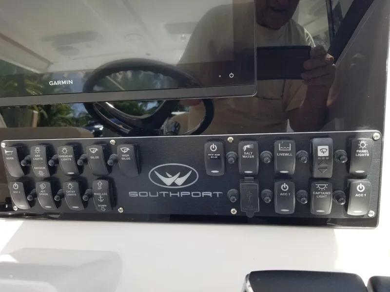Slide: The Image of Dashboard of 2021 Southport 33 DC with Garmin display. - 25