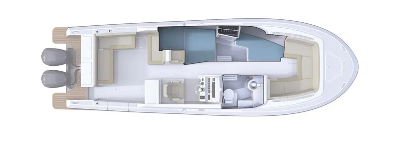 Slide: The Image of Aerial view of Southport 33 DC boat layout, 2021 model. - 29