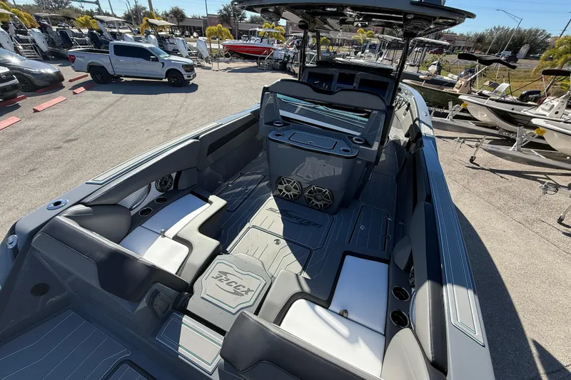 Slide: The Image of 2026 Sunsation 32 CCX boat interior with sleek seating and modern design. - 15