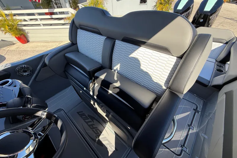 Slide: The Image of 2026 Sunsation 32 CCX boat interior with luxurious seating and modern design. - 20