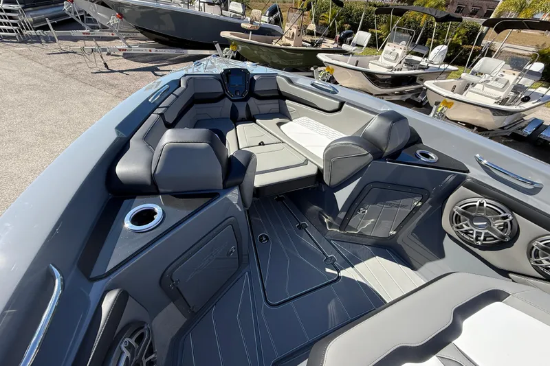 Slide: The Image of 2026 Sunsation 32 CCX boat interior with sleek seating and modern design. - 24
