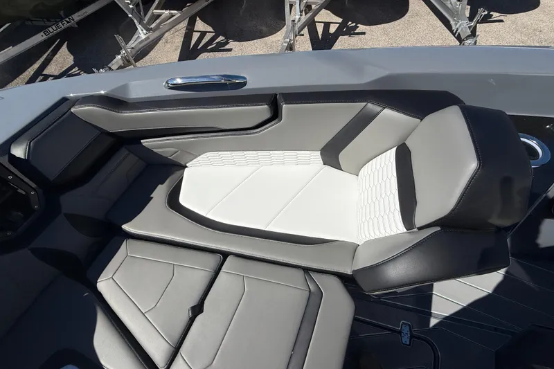 Slide: The Image of 2026 Sunsation 32 CCX boat interior with sleek, modern seating design. - 27