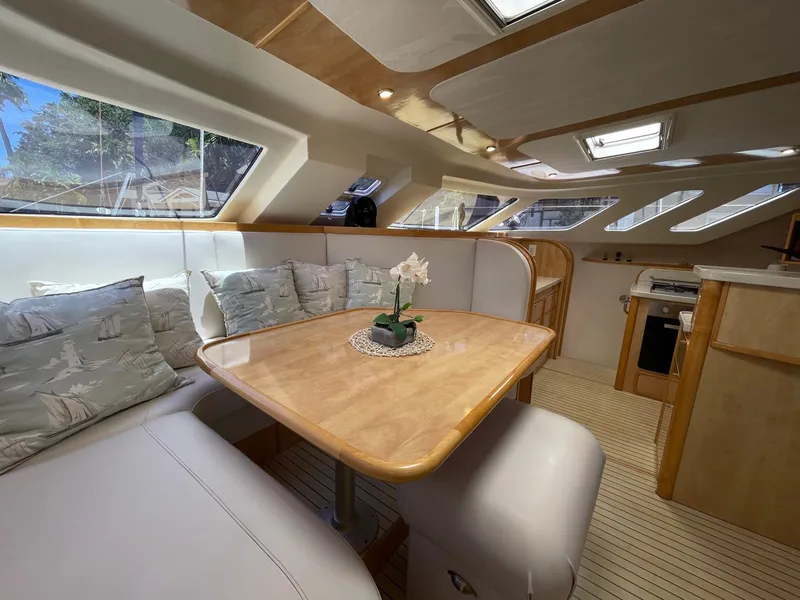 Slide: The Image of Interior of a 2016 Knysna 500 SE yacht with elegant seating area. - 15