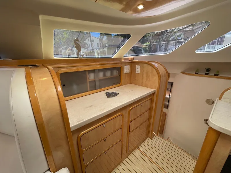 Slide: The Image of Interior of 2016 Knysna 500 SE yacht with wooden cabinetry. - 19