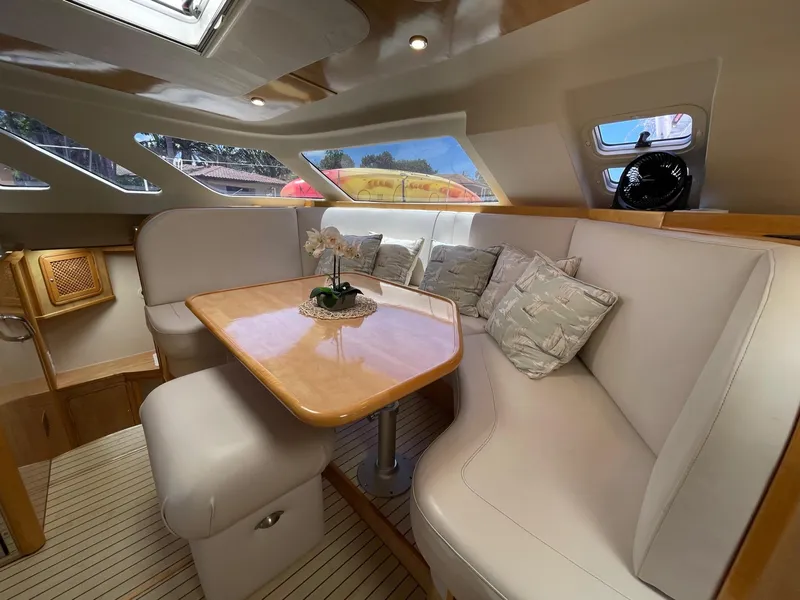 Slide: The Image of Interior of a 2016 Knysna 500 SE yacht with elegant seating area. - 20