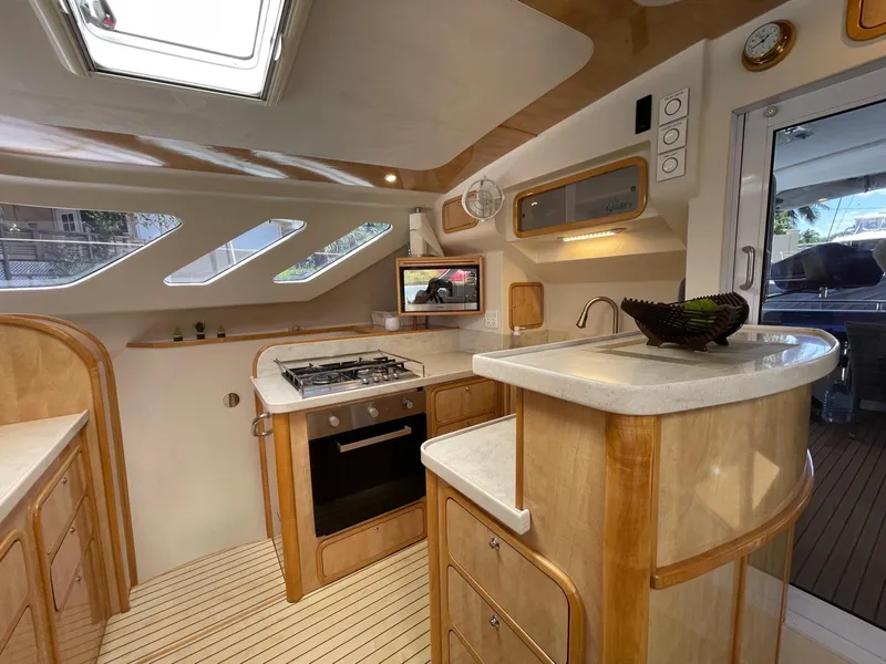 Slide: The Image of Interior of Knysna 500 SE yacht, modern kitchen, 2016 model. - 26