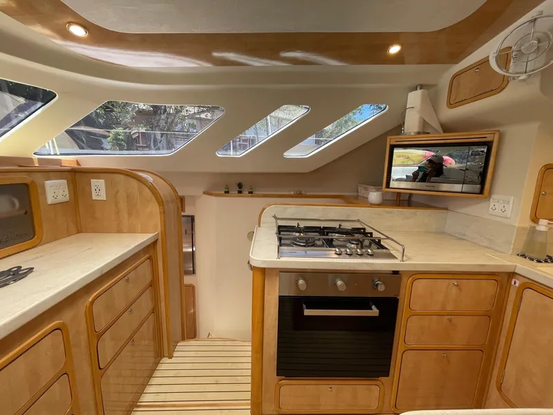 Slide: The Image of Interior of Knysna 500 SE yacht kitchen, 2016 model. - 28