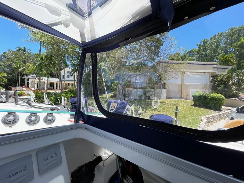 Slide: The Image of Interior view of Knysna 500 SE yacht, 2016, overlooking houses. - 47
