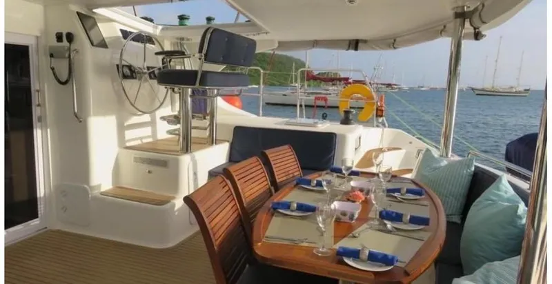 Slide: The Image of Luxurious Knysna 500 SE 2016 yacht interior with set dining table. - 6