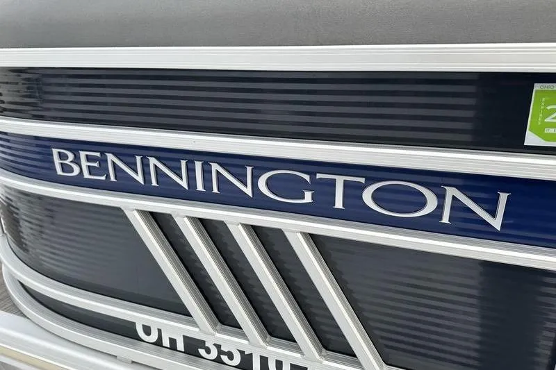 Slide: The Image of Close-up of 2021 Bennington 23 LSB boat nameplate with sleek design. - 20
