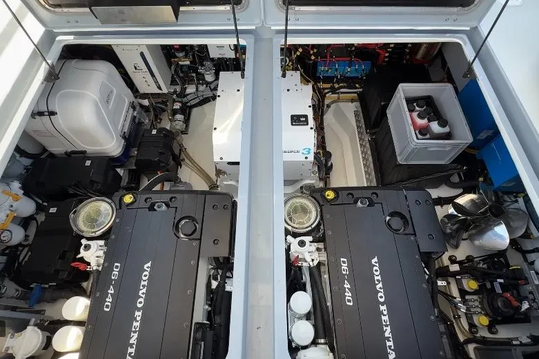 Slide: The Image of Engine room of 2025 Targa 37 with Volvo Penta D6-440 engines and modern equipment. - 49