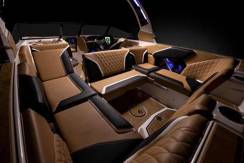 Slide: The Image of Manufacturer Provided Image: Luxurious interior of the 2023 Tigé 24RZX boat with premium seating and modern design. - 20