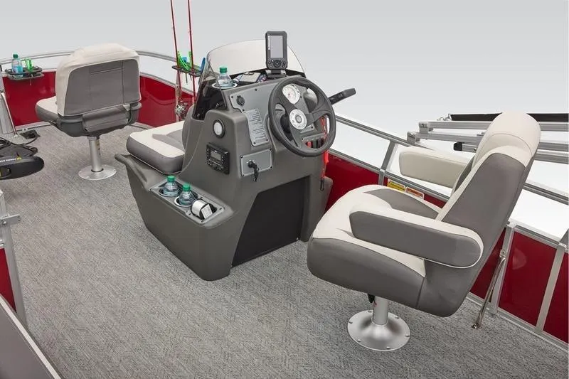 Slide: The Image of 2025 Sun Tracker Bass Buggy 16 XL Select interior with steering console and seating. - 14