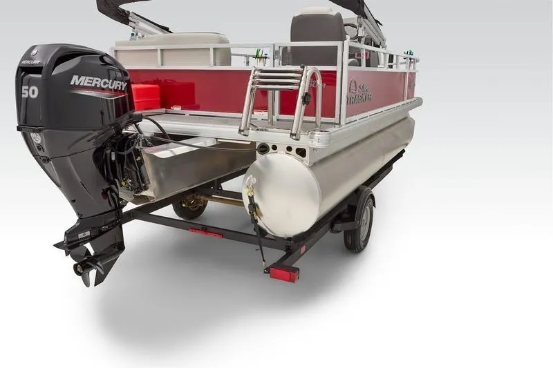 Slide: The Image of 2025 Sun Tracker Bass Buggy 16 XL Select pontoon boat with Mercury 50 engine. - 3