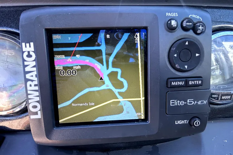 Slide: The Image of Lowrance Elite-5 HDI GPS on 2007 Sea Ray 260 Sundeck, displaying Normandy Isle map. - 64
