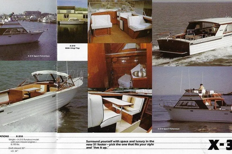 Slide: The Image of 1987 Skiff Craft 31' Runabout boat with luxurious interior and exterior views. - 16