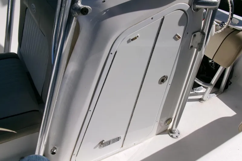 Slide: The Image of 2016 Sea Fox 186 Commander boat console with storage compartment and seating. - 10