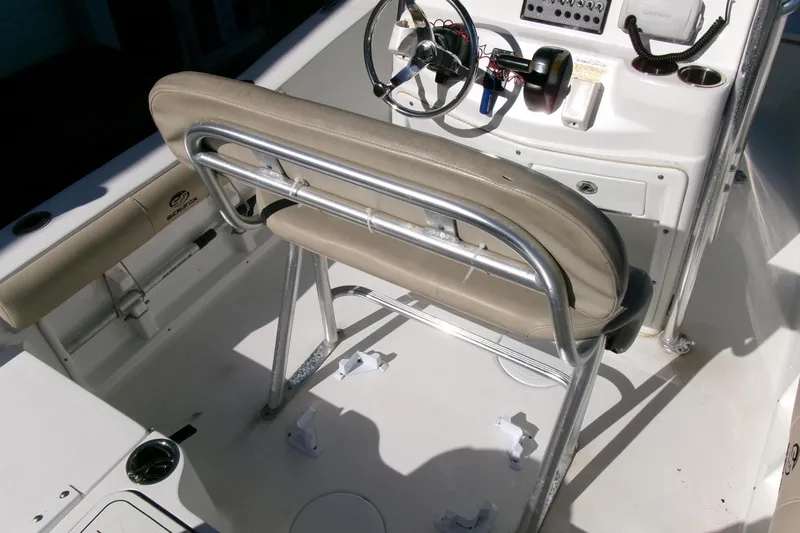 Slide: The Image of 2016 Sea Fox 186 Commander boat interior with steering console and seating. - 15