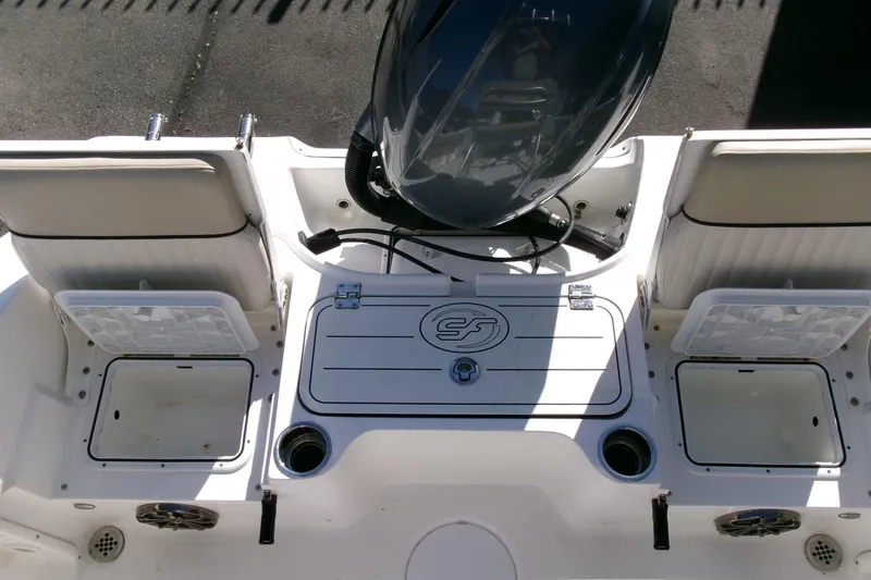Slide: The Image of 2016 Sea Fox 186 Commander boat interior with seating and storage compartments. - 19