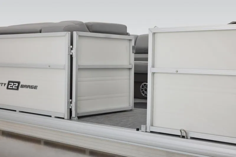 Slide: The Image of 2026 Sun Tracker Party Barge 22 DLX pontoon boat with open side gate. - 15