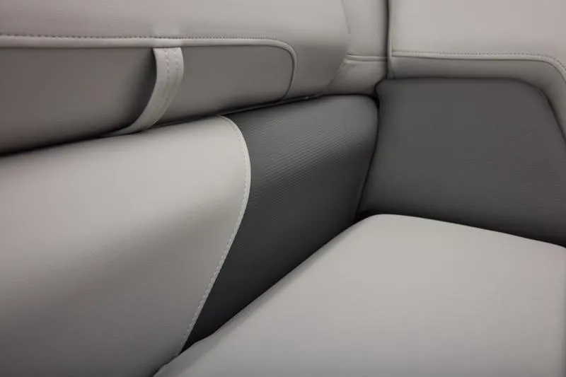 Slide: The Image of 2026 Sun Tracker Party Barge 22 DLX interior seating, featuring sleek, modern upholstery design. - 51