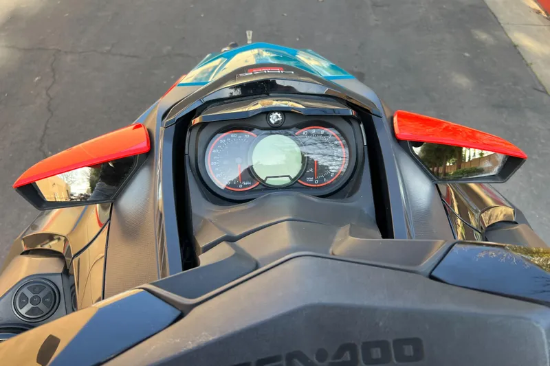 Slide: The Image of 2018 Sea-Doo Wake Pro 230 dashboard with speedometer and controls, viewed from rider's perspective. - 5
