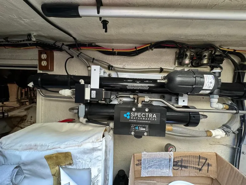 Slide: The Image of Spectra watermaker system in 1997 McKinna 48 Pilothouse yacht engine room. - 38