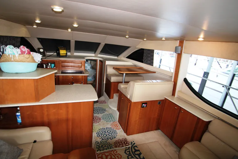 Slide: The Image of Interior of a 2003 Meridian 381 Sedan yacht, cozy and stylishly furnished. - 2