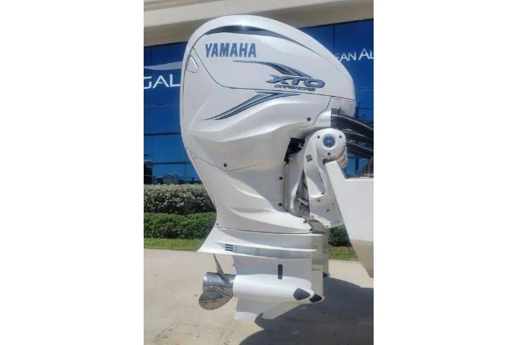 Slide: The Image of Yamaha XTO Offshore outboard motor on a 2022 Regulator 41 boat. - 3