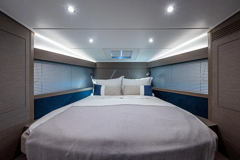 Slide: The Image of Luxurious bedroom interior of 2022 Beneteau Gran Turismo 45 yacht. - 61