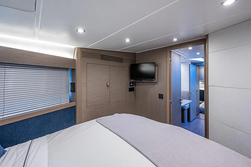 Slide: The Image of Interior cabin of 2022 Beneteau Gran Turismo 45 yacht with modern amenities. - 63