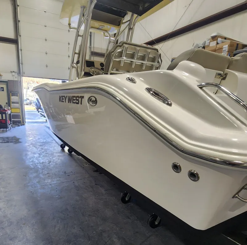 Slide: The Image of 2024 Key West 239 FS boat in a workshop. - 9
