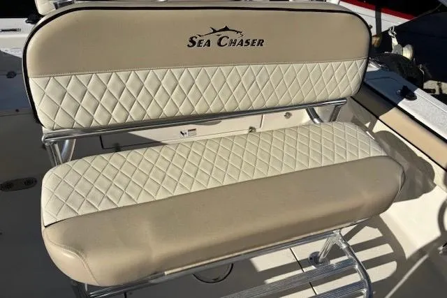 Slide: The Image of 2020 Sea Chaser 22HFC boat seat with diamond-patterned upholstery. - 5