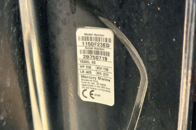 Slide: The Image of Label on 2020 Cobia 220 Center Console, displaying model and serial numbers. - 36